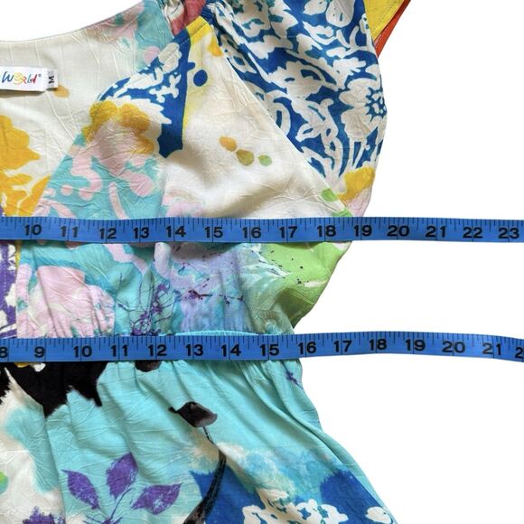 Jams World Dress Womens Size M Floral Abstract Empire Waist Tropical Beach Vivid - Picture 8 of 15